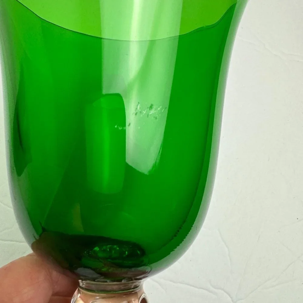 Vintage 2pc Green Glasses 6.5